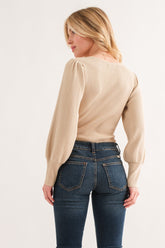 Body de cuello redondo y mangas abullonadas con canalé And The Why